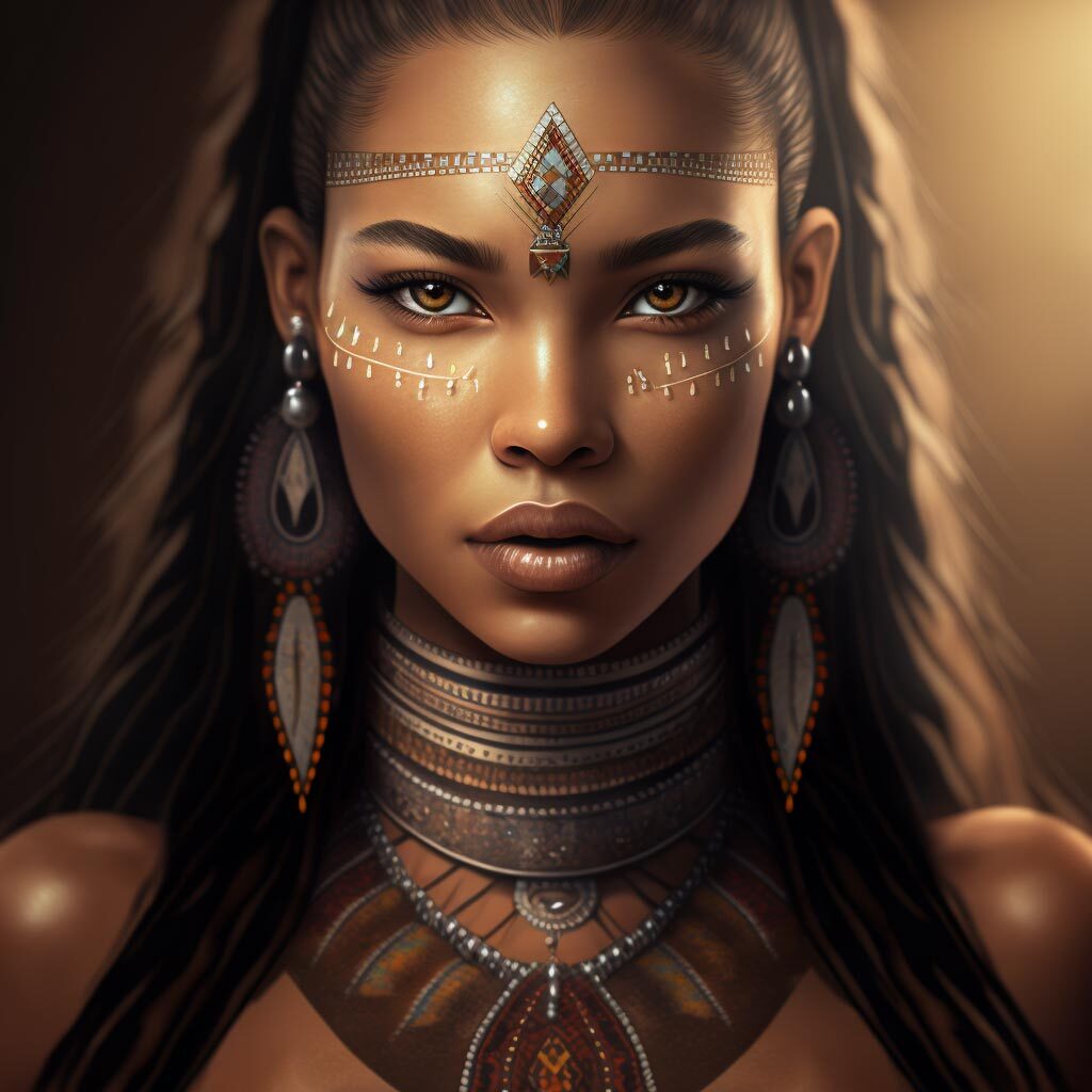 Portrait of a stunningly beautiful alluring and attractive tribal female