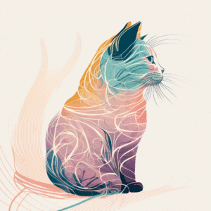 cat line illustration poster