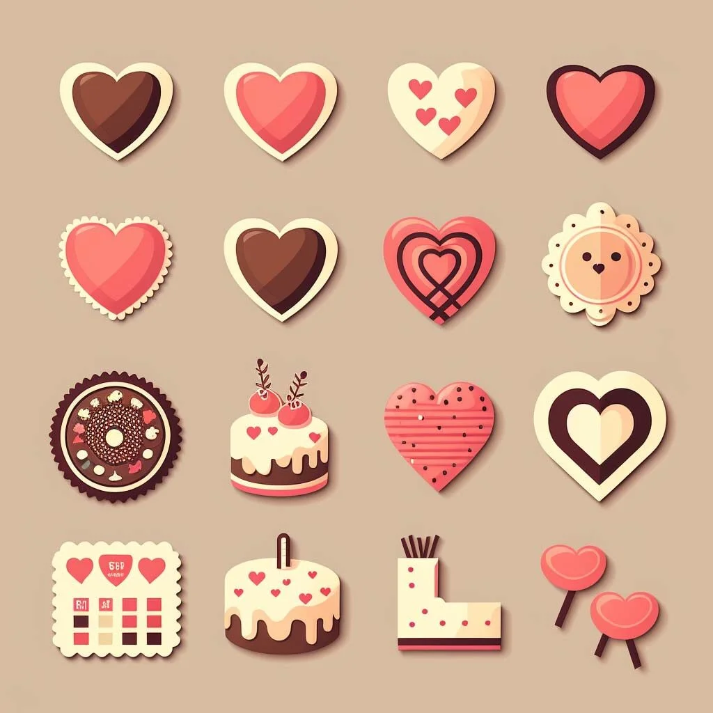valentines day icons set
