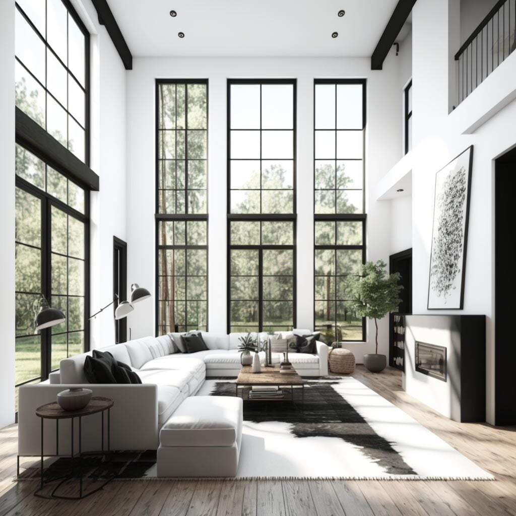 interior design a house with large windows