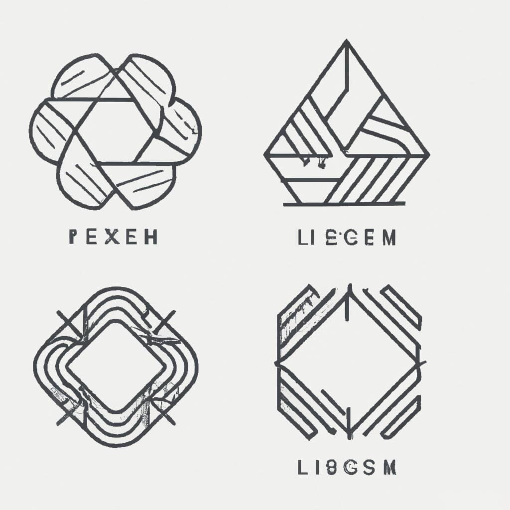 a geometric logo set with a futuristic line theme