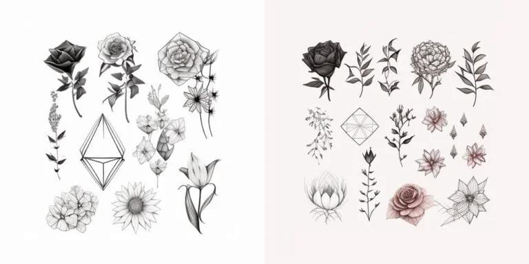 tattoo sheet of flowwers