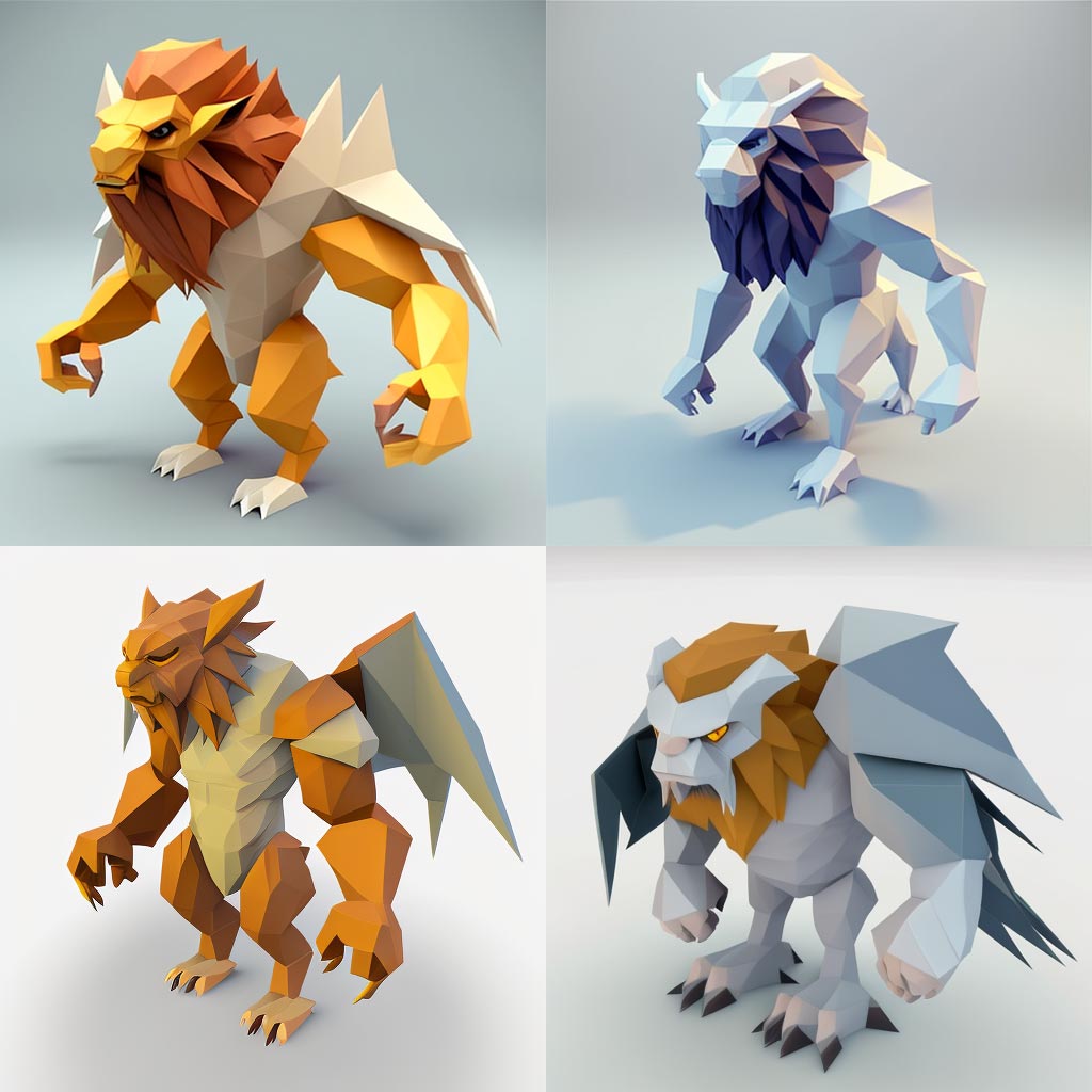 low poly Manticore character