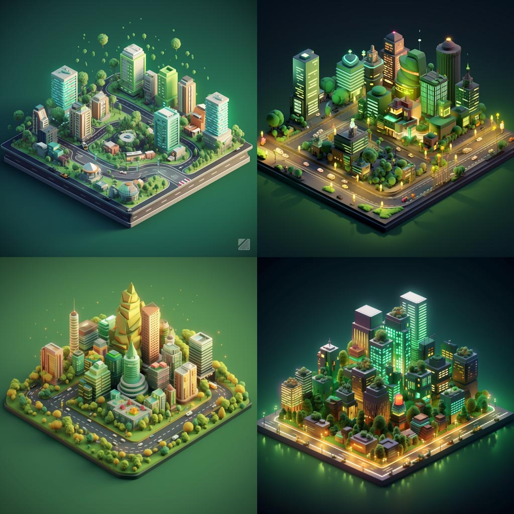 Tiny cute isometric city , soft smooth lighting, soft colors