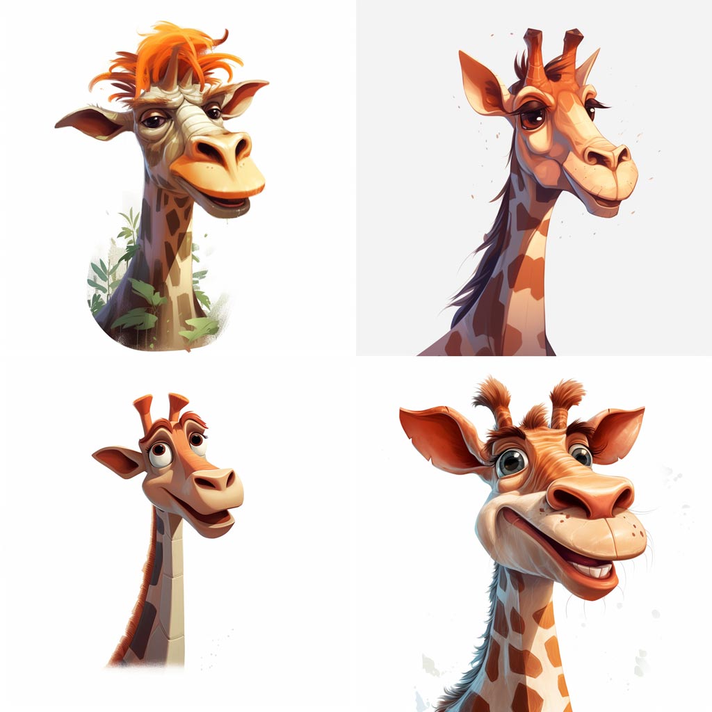 illustration of a Giraffe, a character portrait, APe, cgsociety, 2d game art, white background --v 5.1