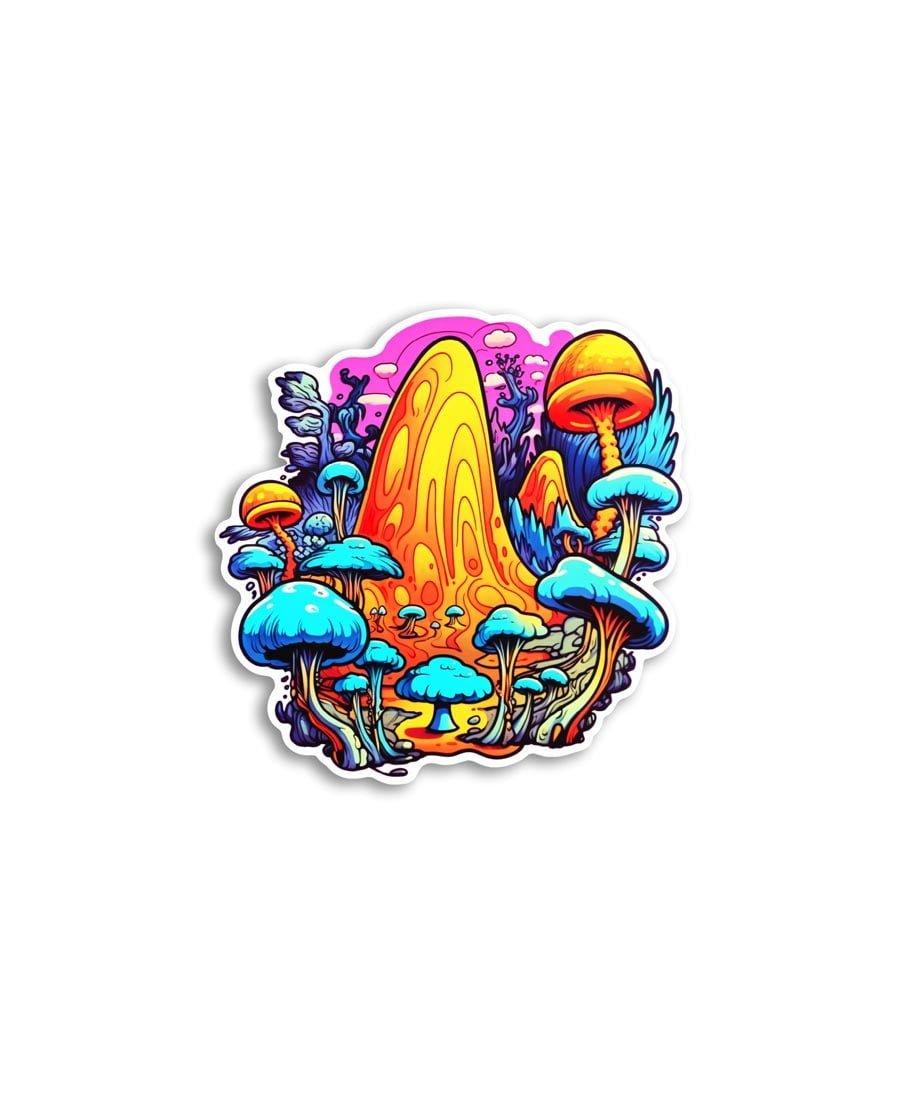 Mystical Shroomscape Psychedelic Forest Sticker - ChatX